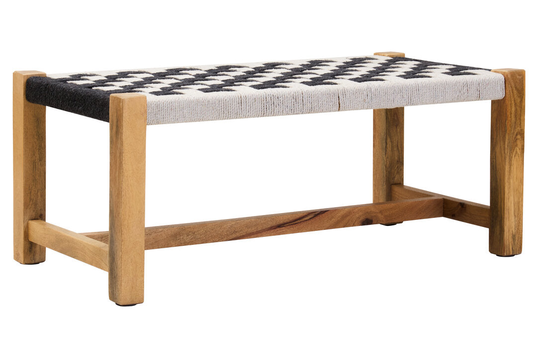 Bengal Black And White Jute Bench