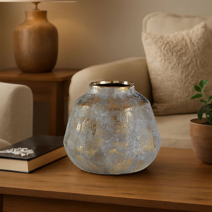 Gildora Small Grey And Gold Ceramic Vase