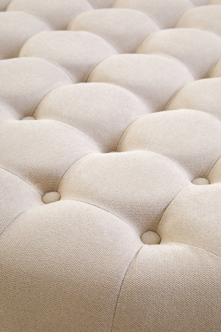 Harper Beige Velvet Round Tufted Footstool