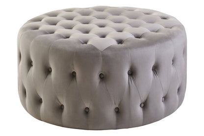 Harper Grey Velvet Round Tufted Footstool
