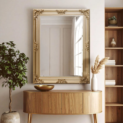 Aurelie Gold Finish Wooden Frame Wall Mirror