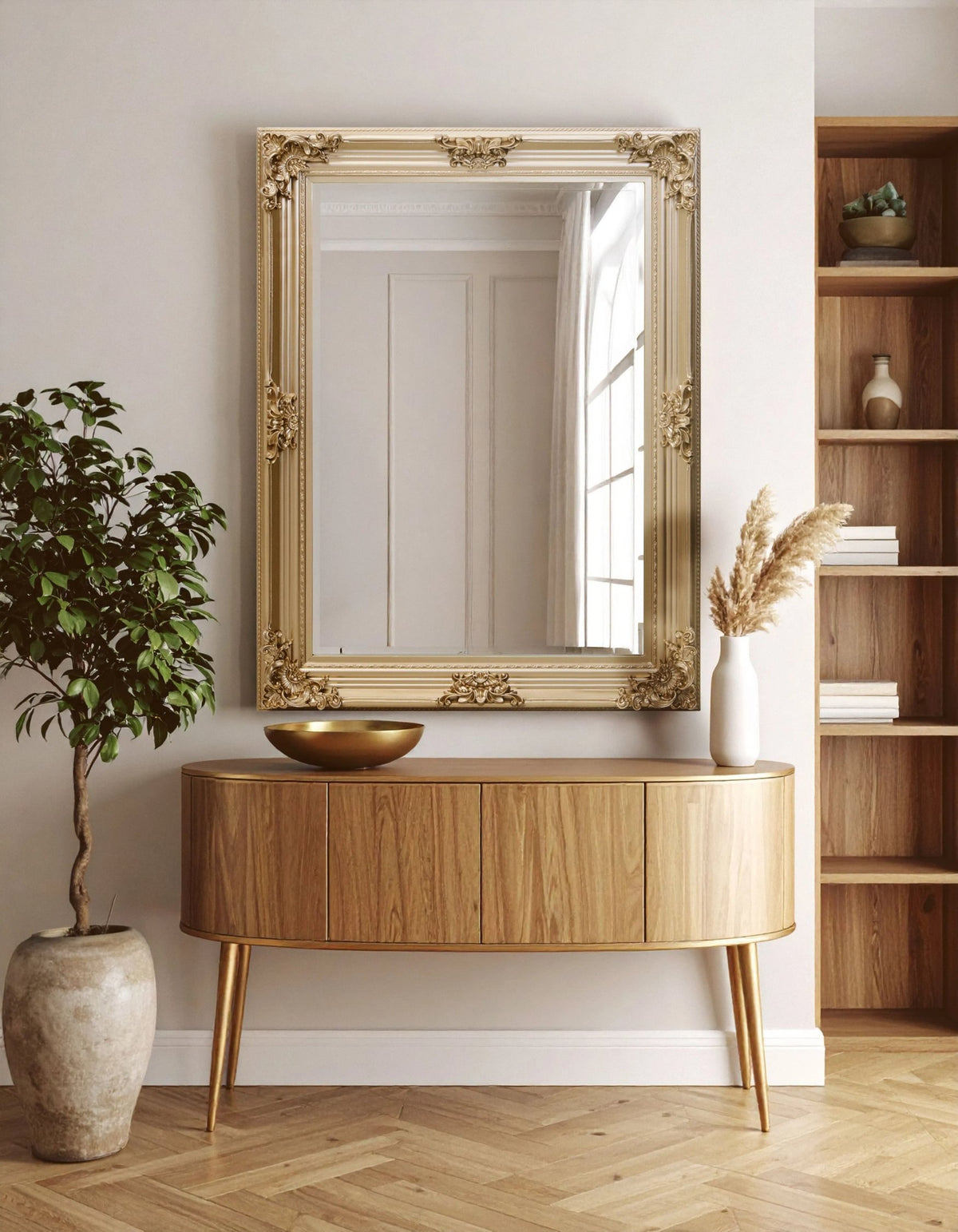 Aurelie Gold Finish Wooden Frame Wall Mirror