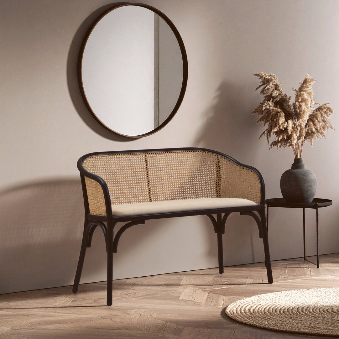 Pacific Natural Cane Bench with Black Beech Wood Frame