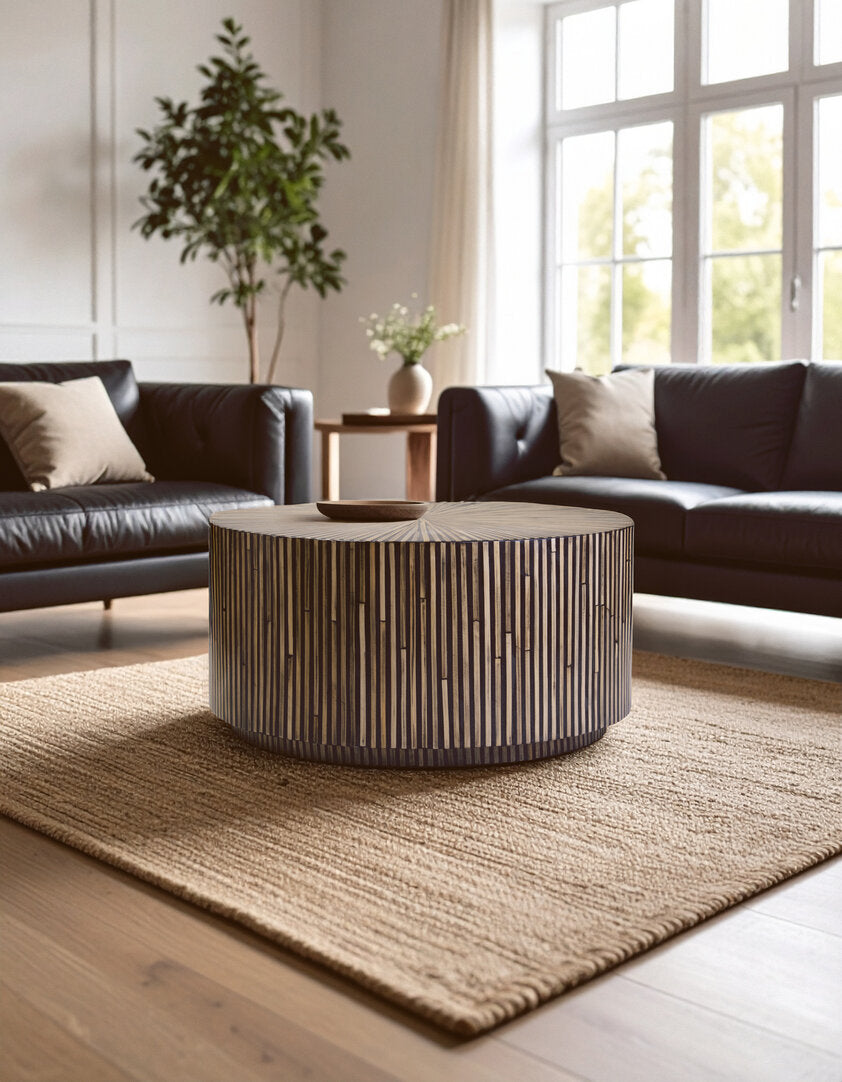 Grove Bamboo Inlay Round Coffee Table