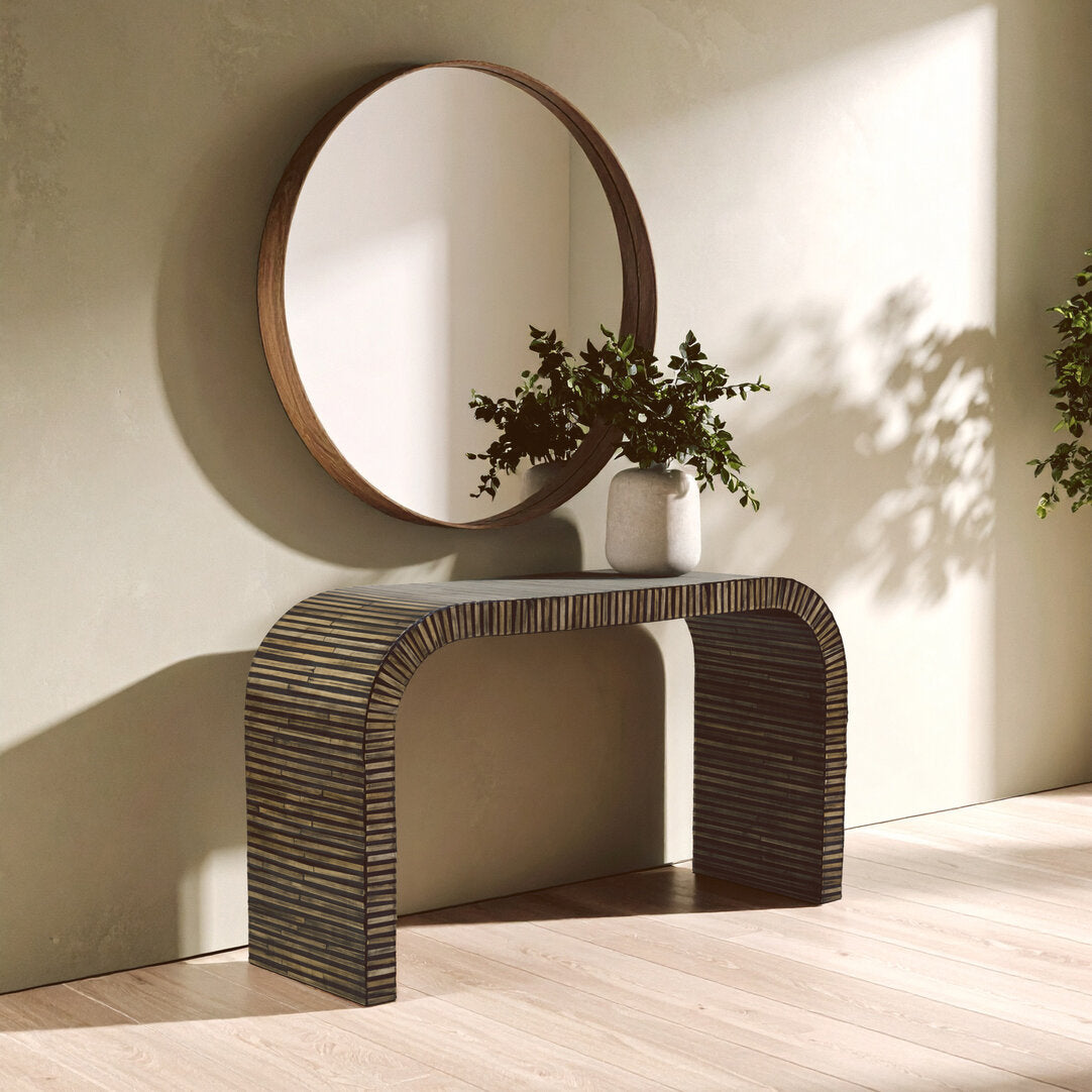 Grove Bamboo Inlay Curved Console Table