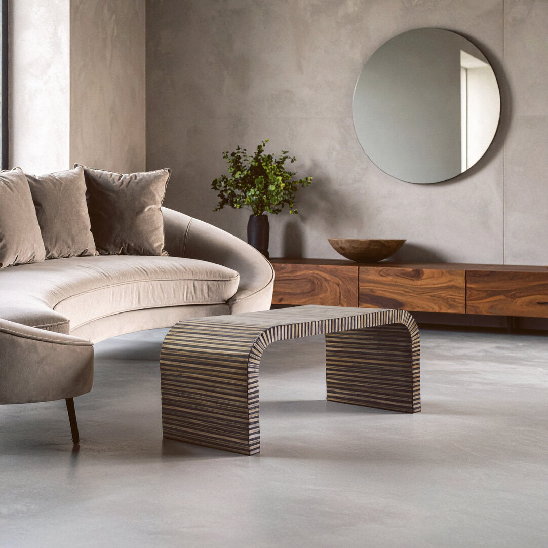 Grove Bamboo Inlay Curved Coffee Table