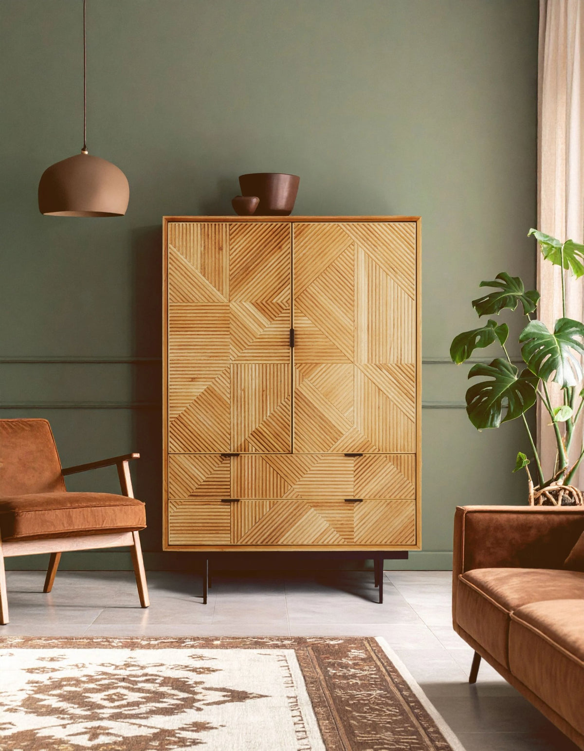 Tulum Natural Finish Cabinet with Drawers
