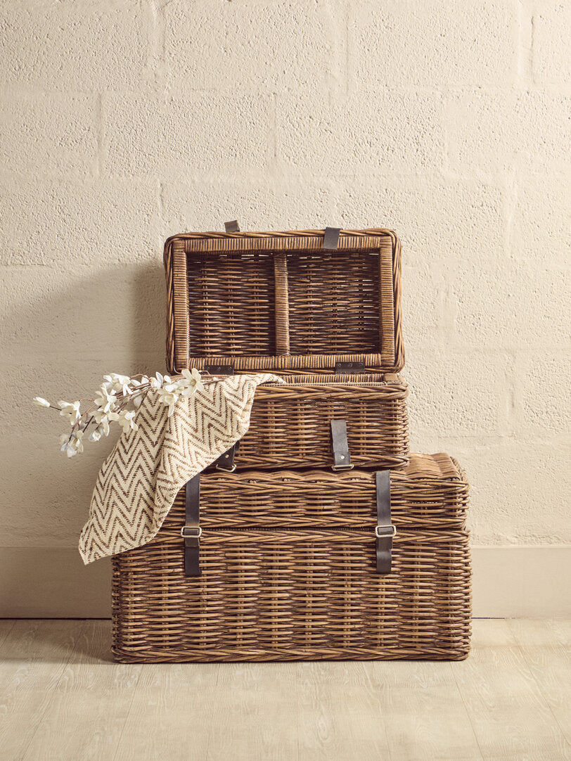 Sterling Brown Rattan Storage Trunks- set of 2