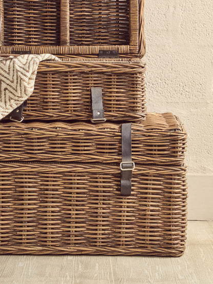 Sterling Brown Rattan Storage Trunks- set of 2