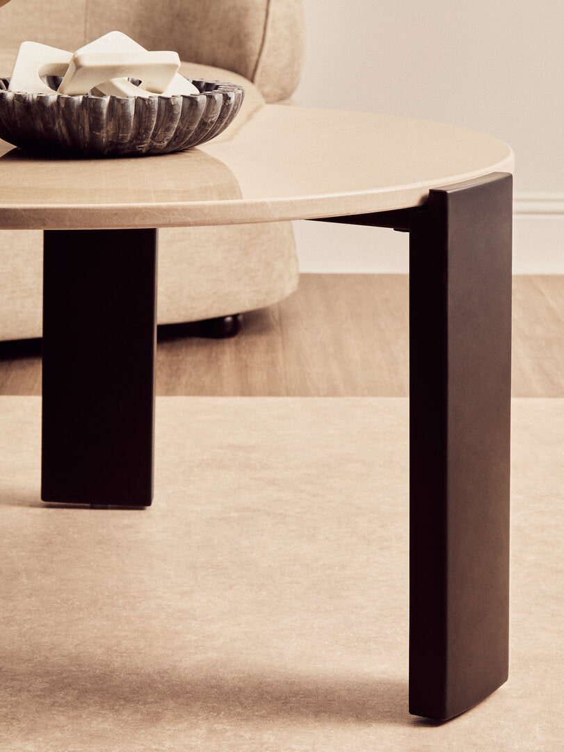 Iberia Round Cream Marble Top Large Coffee Table