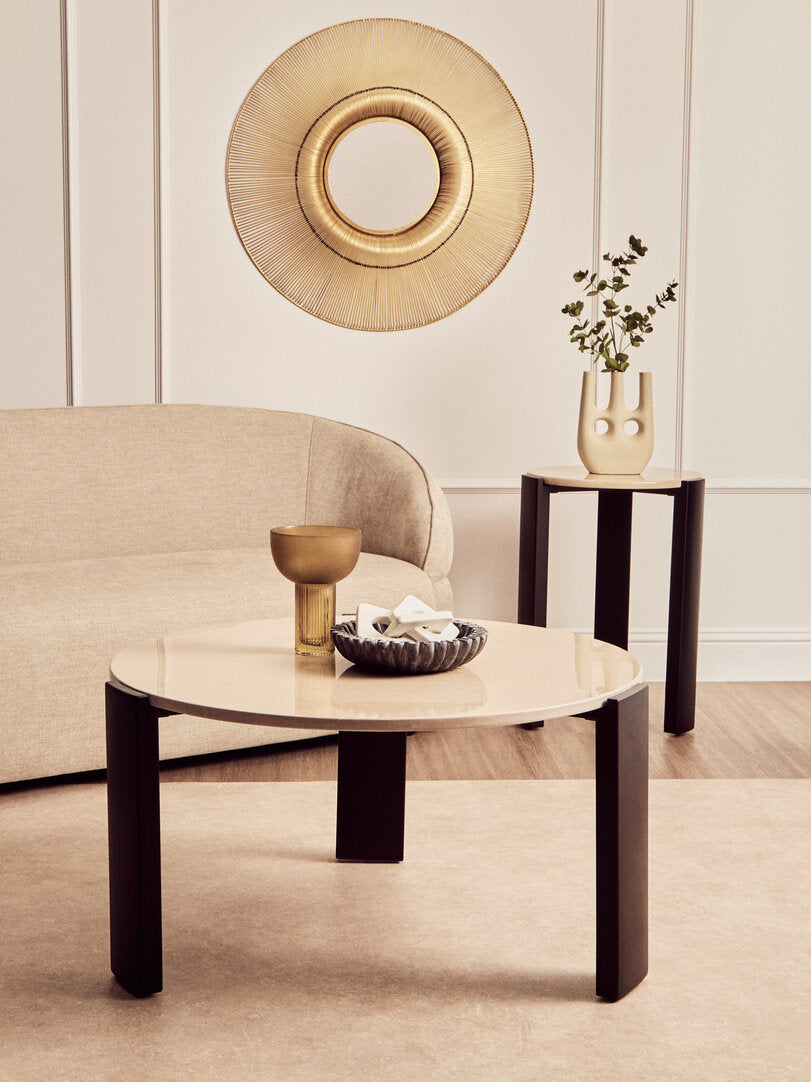 Iberia Round Cream Marble Top Large Coffee Table