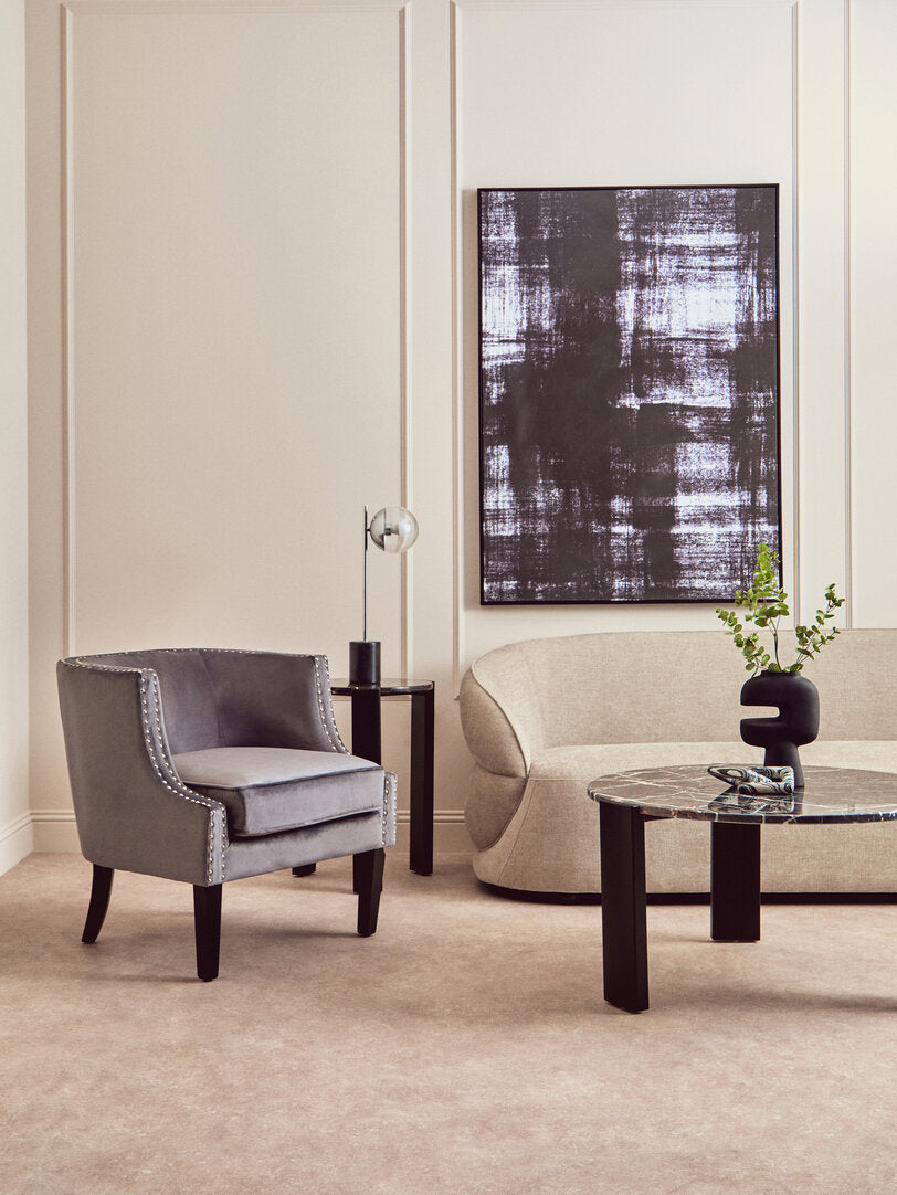 Olympia Grey Velvet Studded Chair