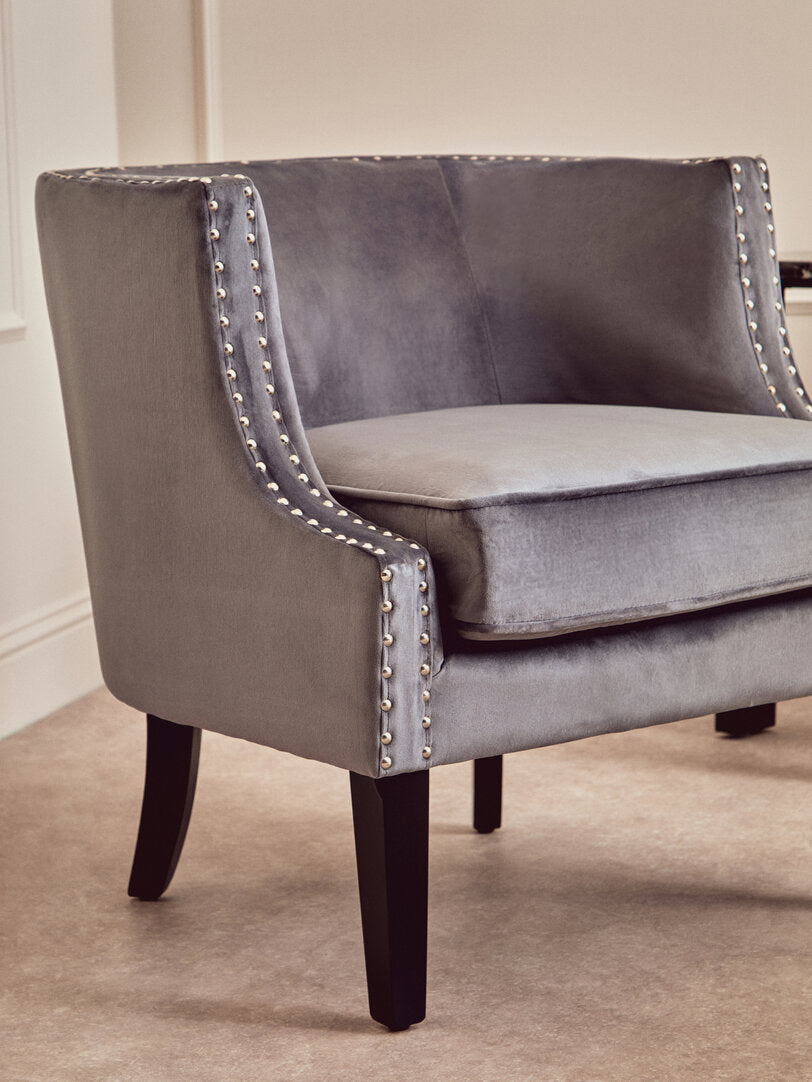 Olympia Grey Velvet Studded Chair