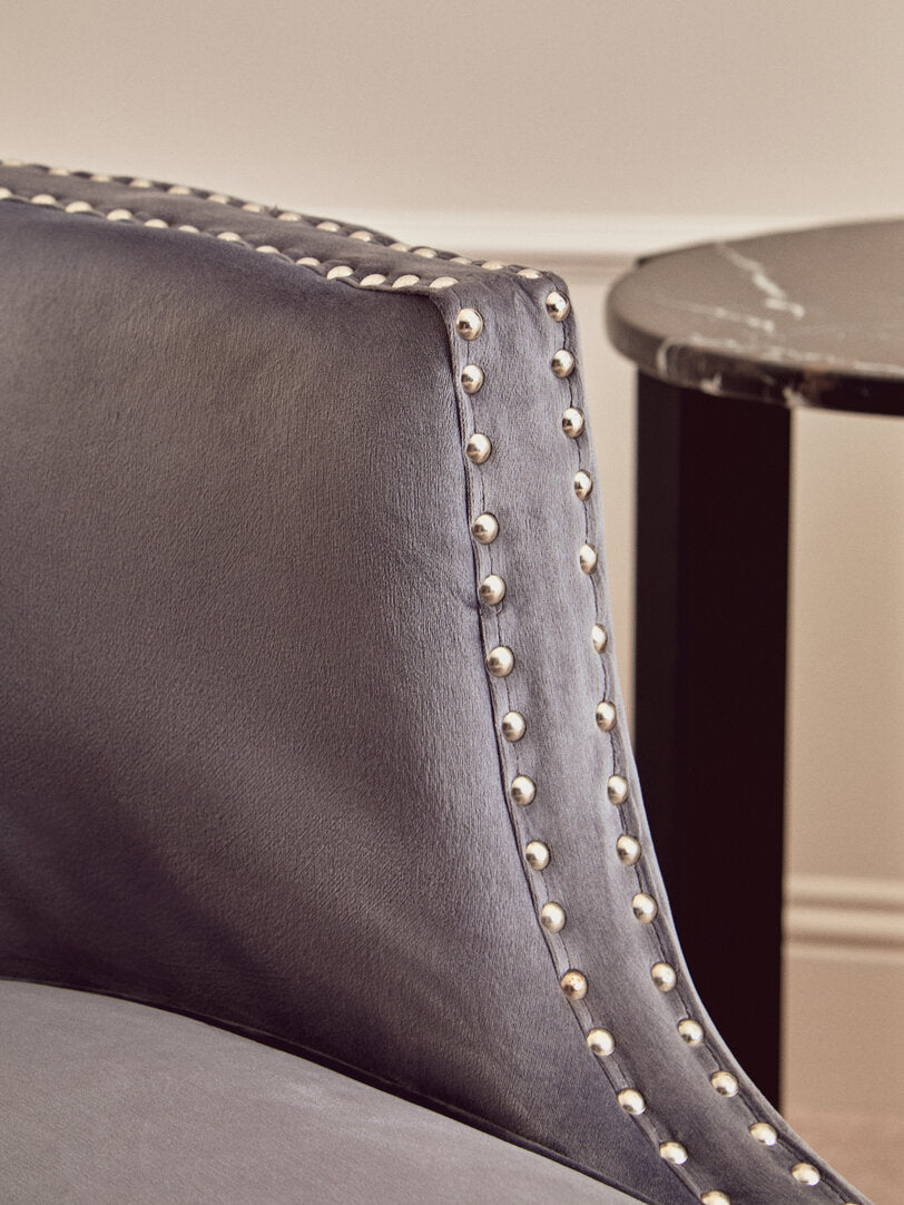 Olympia Grey Velvet Studded Chair