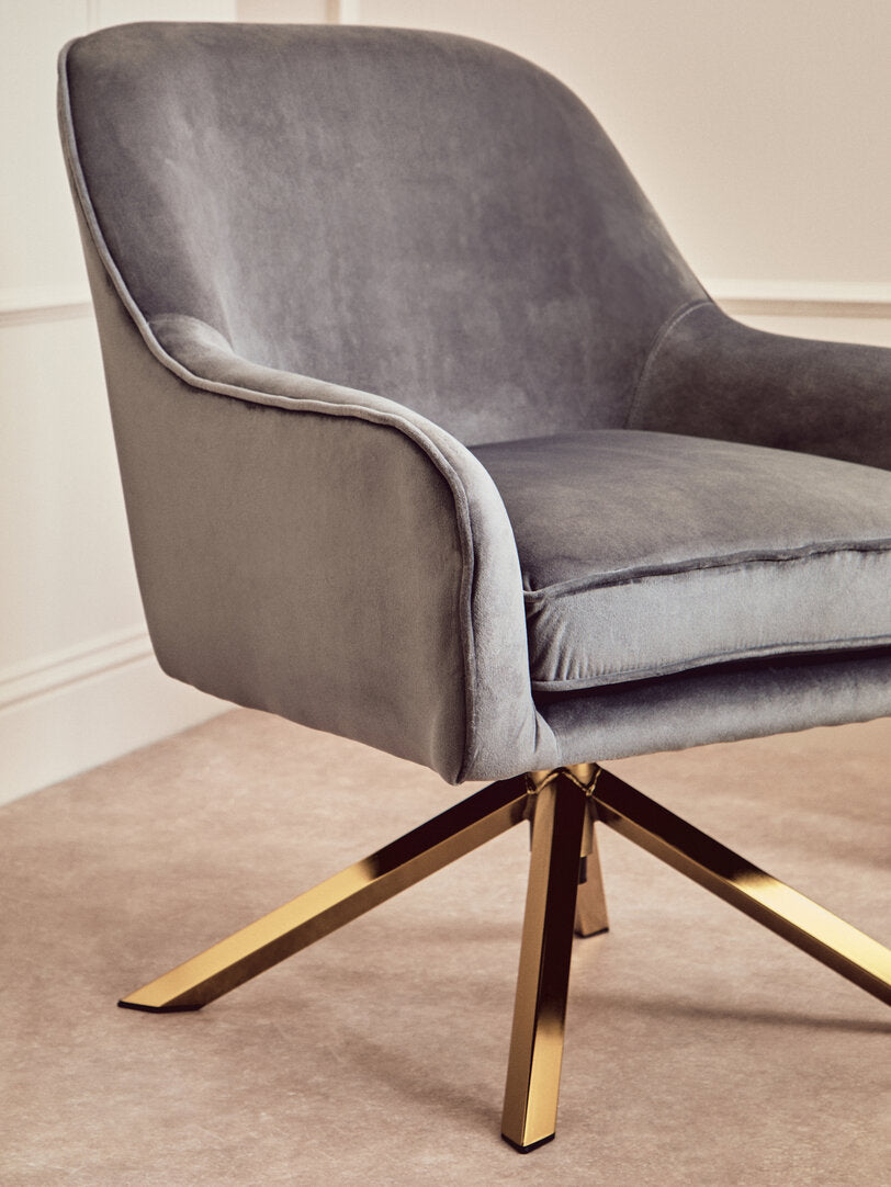 Avni Grey Velvet Chair