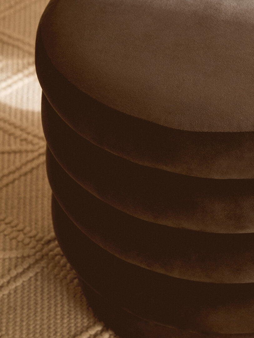 Athena Graphite Velvet Round Footstool