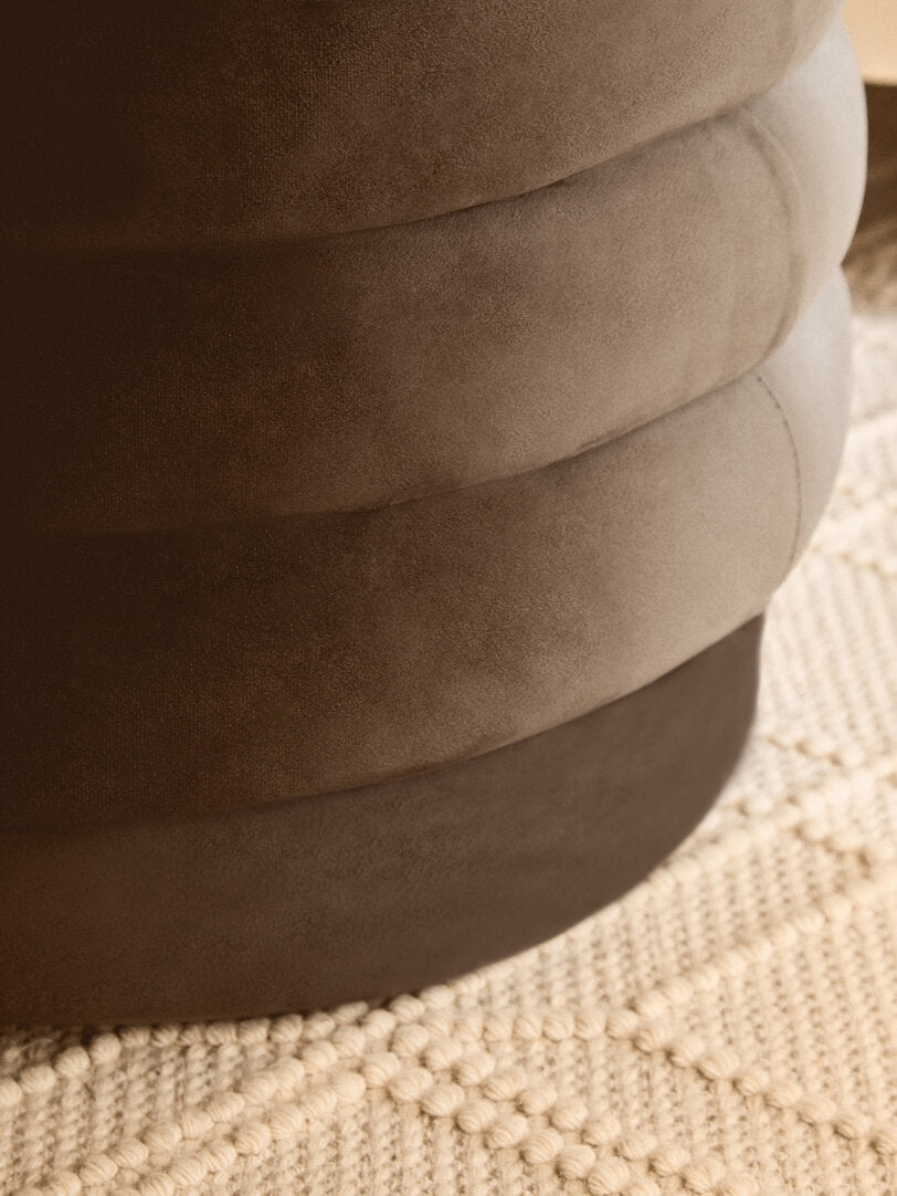 Athena Graphite Velvet Round Footstool