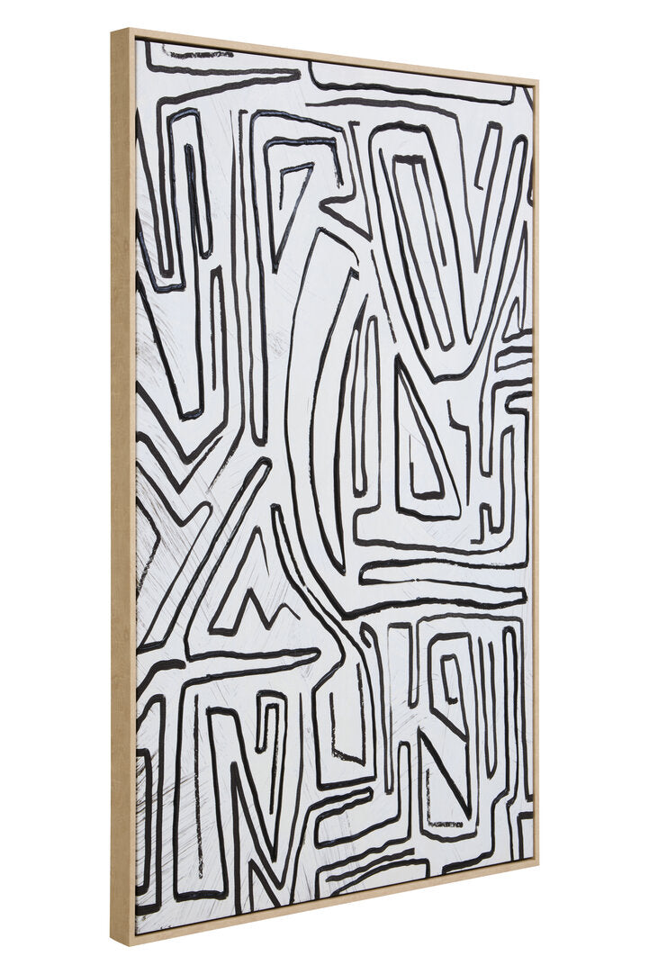 Modernist Abstract Black and Cream Textured Wall Art