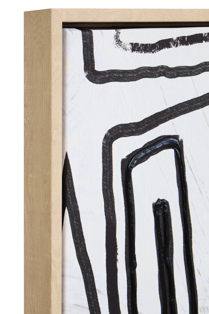 Modernist Abstract Black and Cream Textured Wall Art