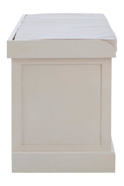 Heirloom Antique White Three Drawer Storage Bench with Cushion