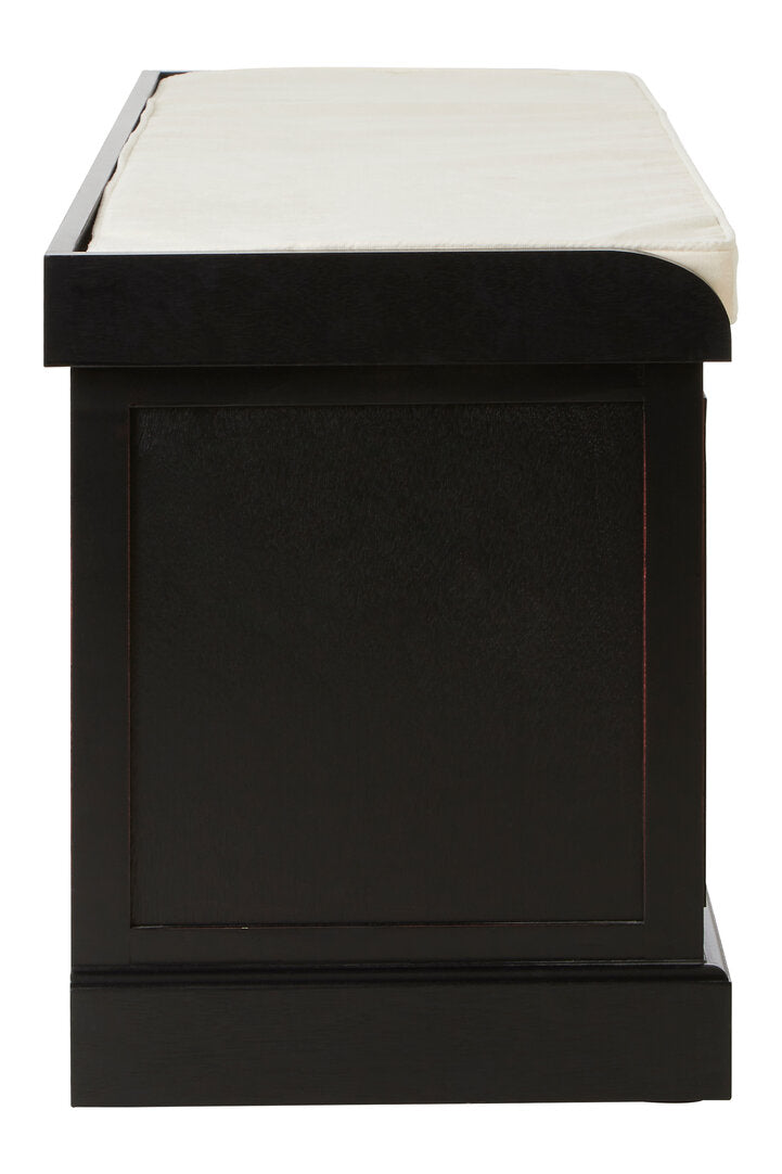 Heirloom Black Three Drawer Storage Bench with Cushion