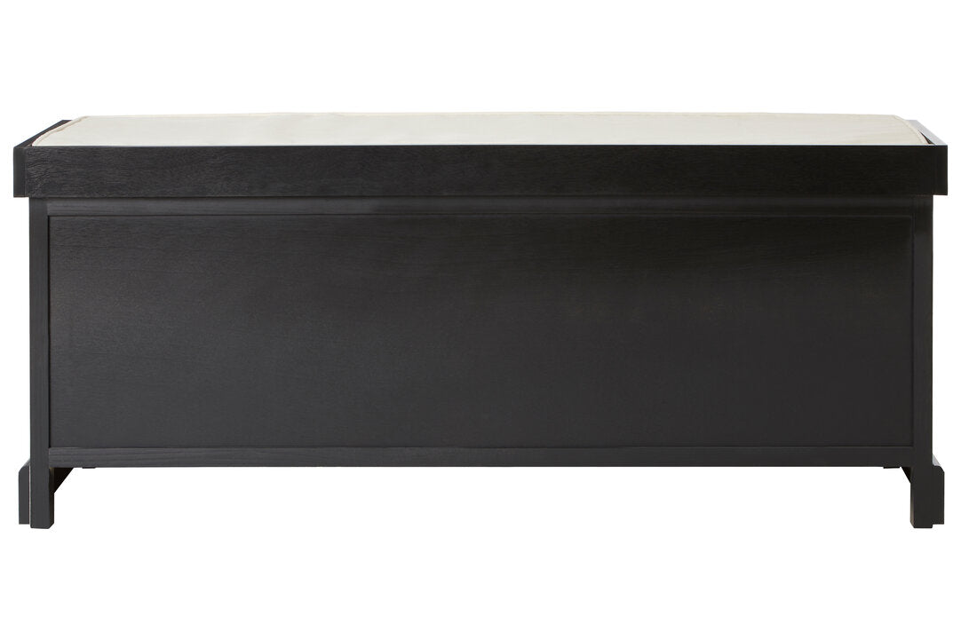 Heirloom Black Three Drawer Storage Bench with Cushion