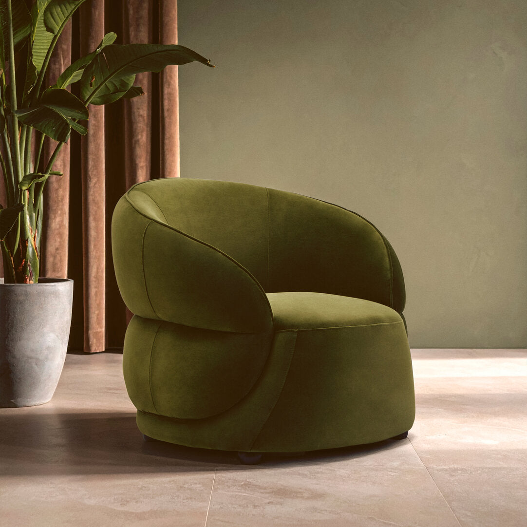 Muse Forest Green Curved Velvet Chair