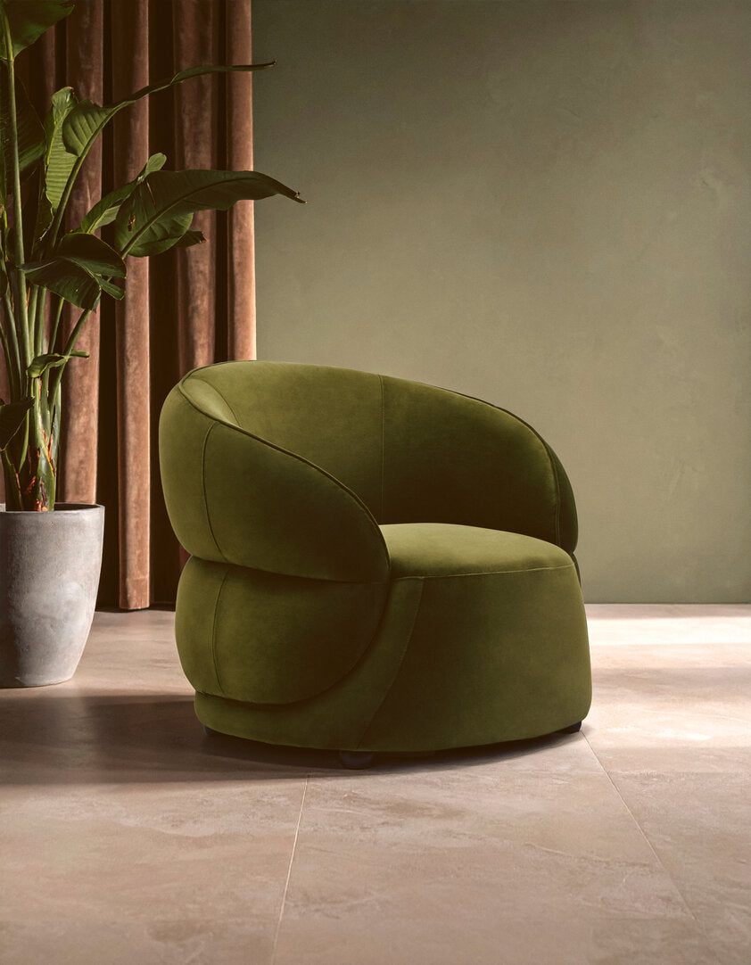 Muse Forest Green Curved Velvet Chair