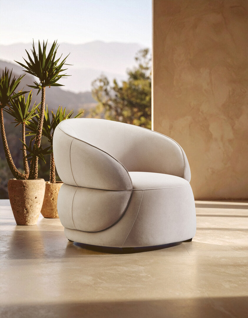 Muse Stone Velvet Curved Chair