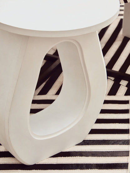 Waltz Whitewash Mango Wood Accent Table