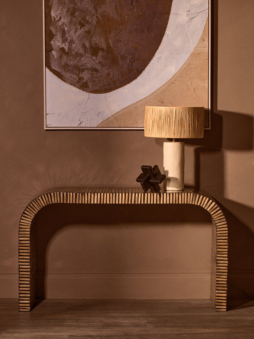 Grove Bamboo Inlay Curved Console Table