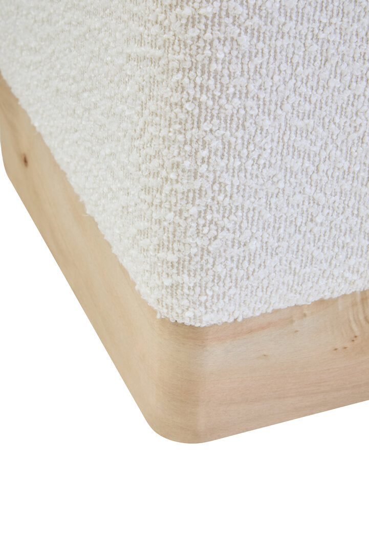 Sequoia Burl Wood And Cream Boucle Sqaure Stool