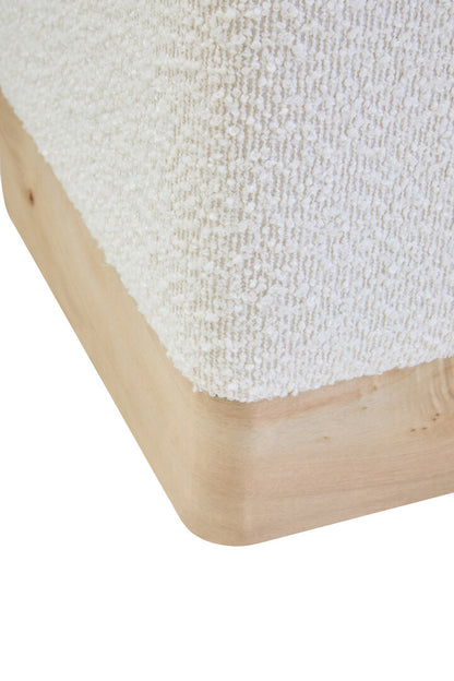Sequoia Burl Wood And Cream Boucle Sqaure Stool