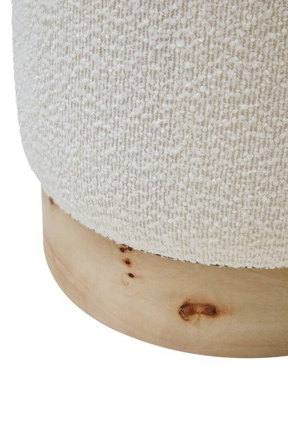 Sequoia Burl Wood And Cream Boucle Round Stool