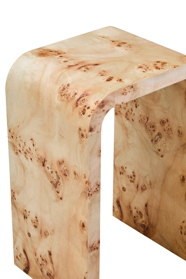 Sequoia Burl Wood Design Curved Side Table