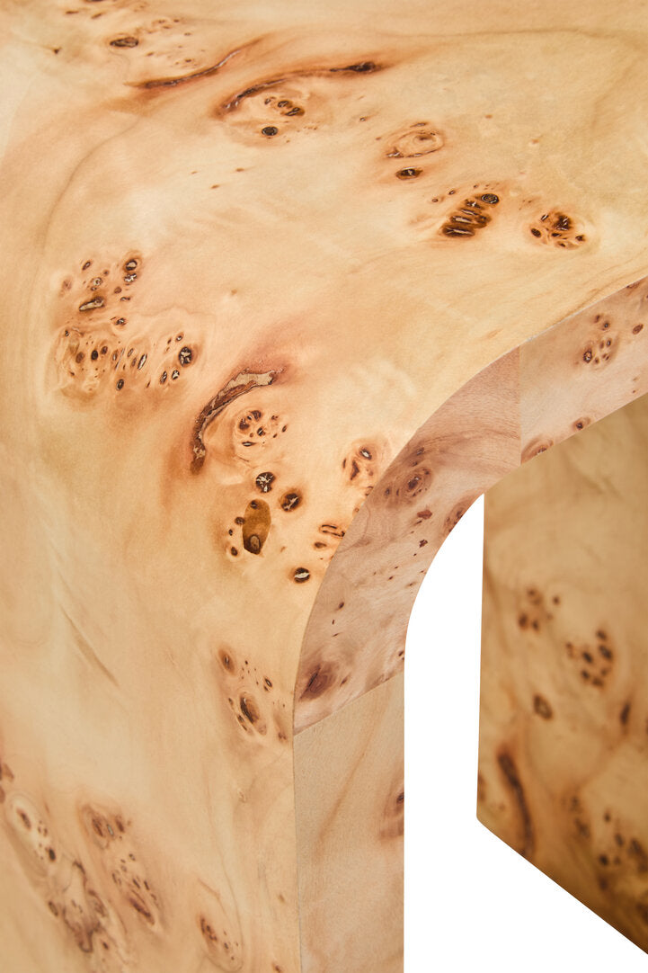 Sequoia Burl Wood Design Curved Side Table