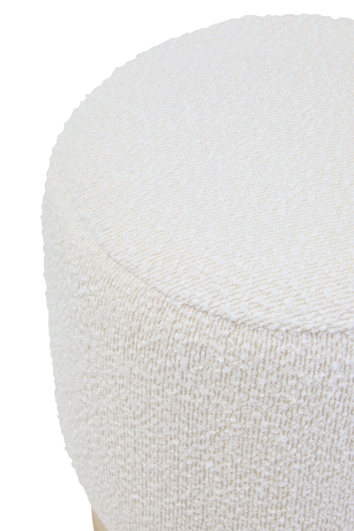 Sequoia Burl Wood And Cream Boucle Round Stool