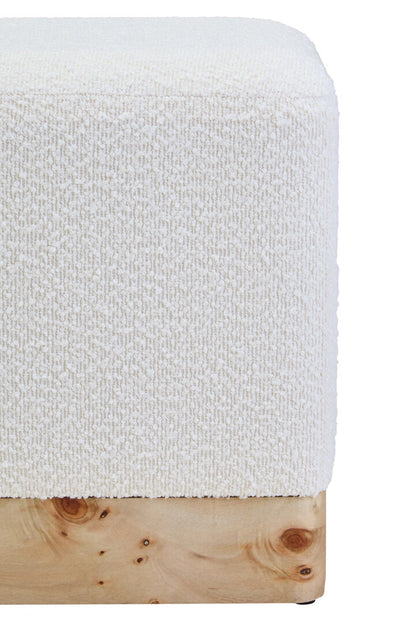 Sequoia Burl Wood And Cream Boucle Sqaure Stool