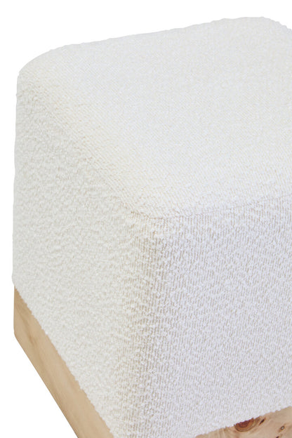 Sequoia Burl Wood And Cream Boucle Sqaure Stool