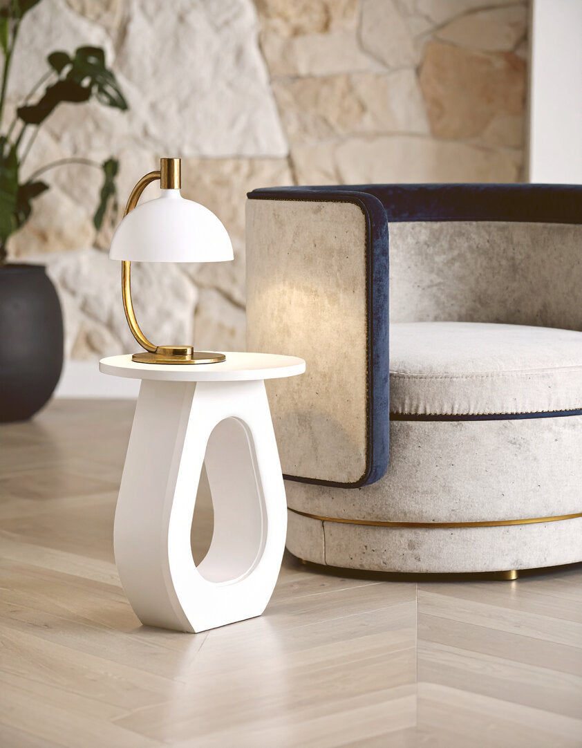 Waltz Whitewash Mango Wood Accent Table