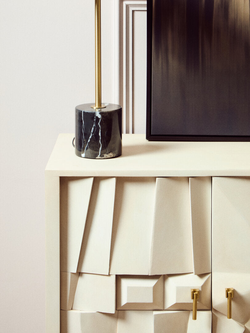 Stirling Brushed Brass Table Lamp with Black Marble Base