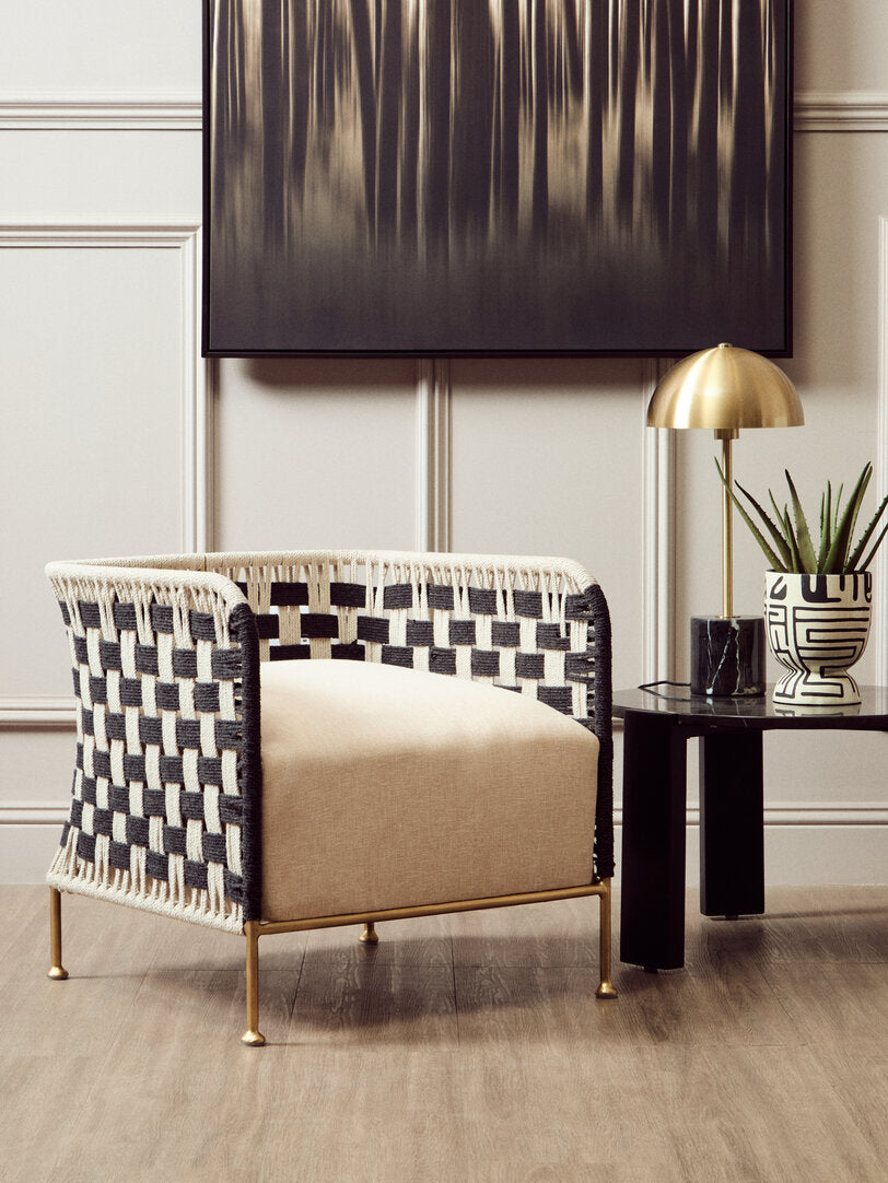 BengalBlack And White Jute Chair