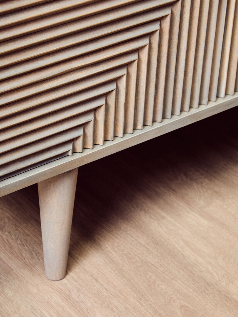 Bengal Two Door Greywash Carved Mango Wood Sideboard