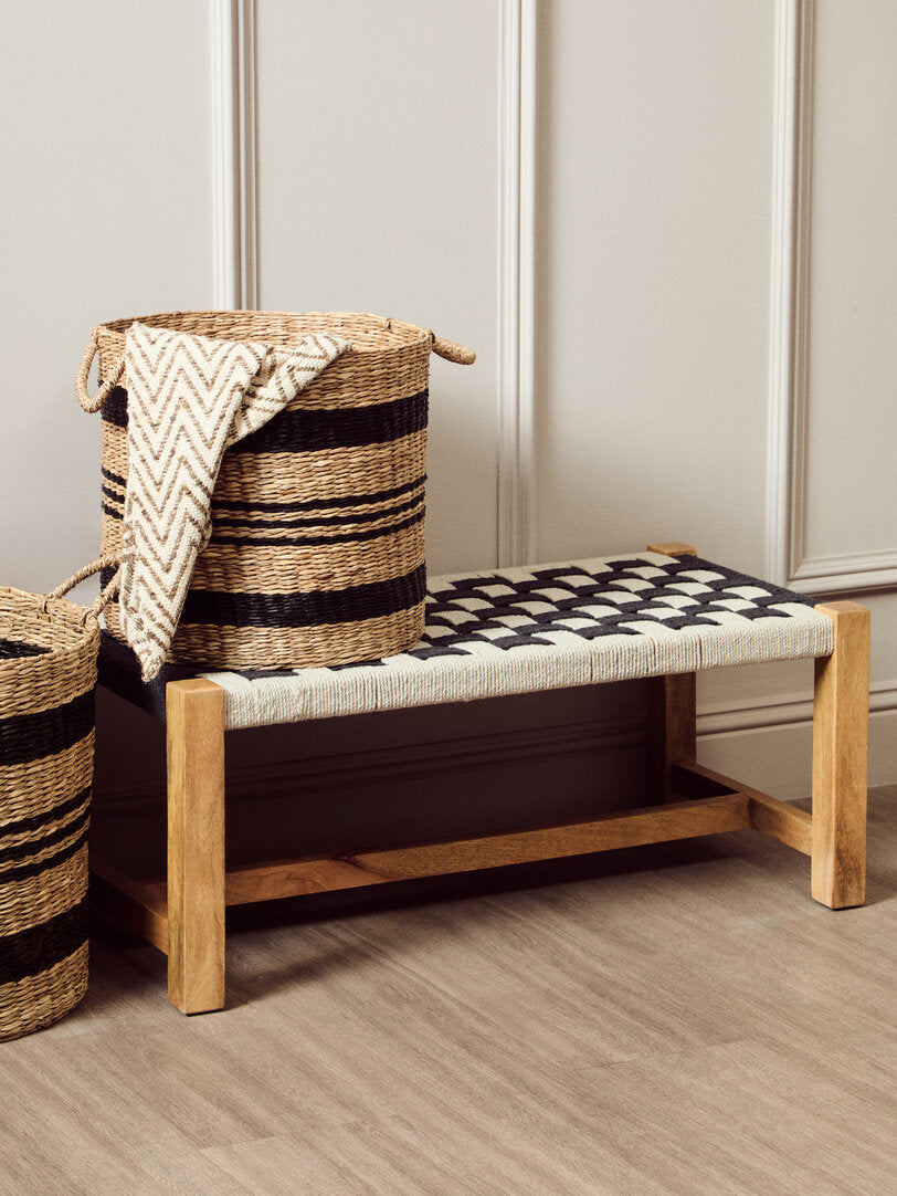Bengal Black And White Jute Bench