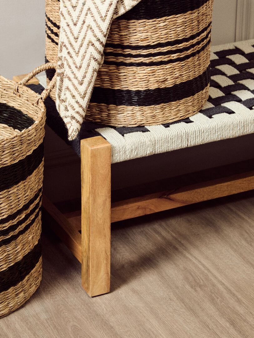 Bengal Black And White Jute Bench