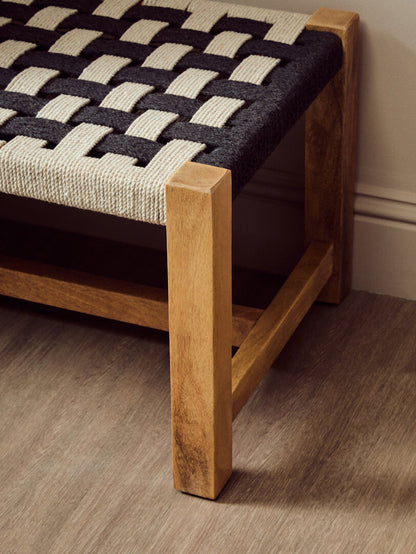 Bengal Black And White Jute Bench