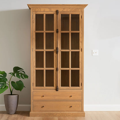 Bordeaux Washed Grey Finish Oak Wood Tall Cabinet