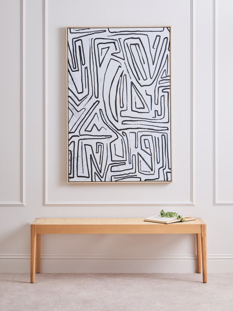 Modernist Abstract Black and Cream Textured Wall Art