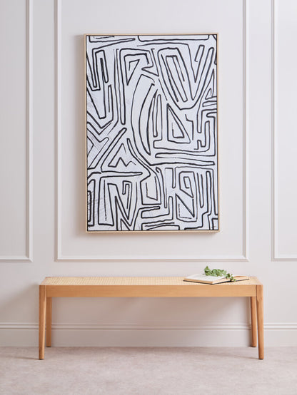 Modernist Abstract Black and Cream Textured Wall Art
