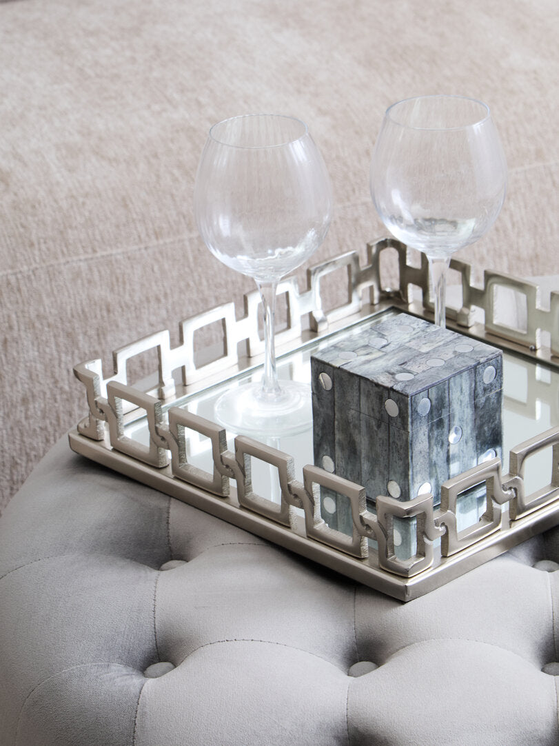 Harper Grey Velvet Round Tufted Footstool